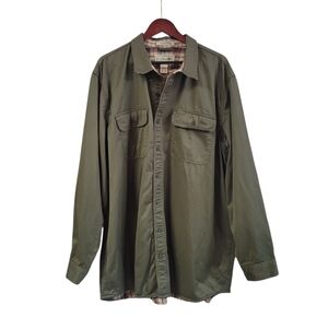 L.L.Bean 1912 Field Flannel Lined Plaid Shirt Jacket Shacket XXL Tall 2XLT Green